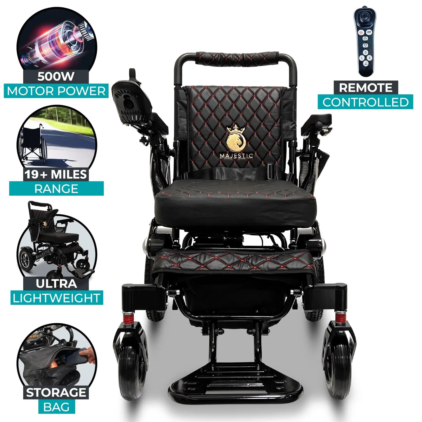 ComfyGo Majestic IQ-7000 Electric Wheelchair with Remote Control and Optional Auto-Fold