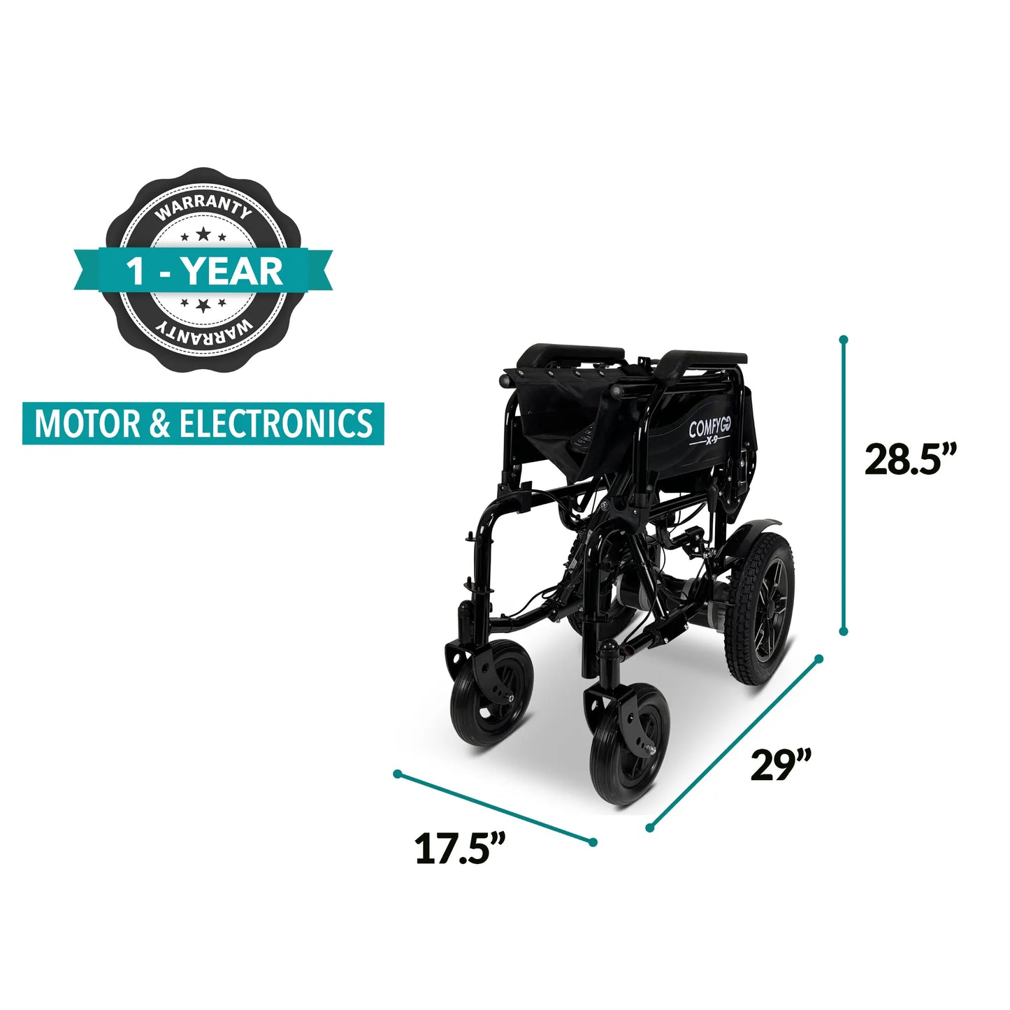 ComfyGo X-9 Remote Controlled Electric Wheelchair, Automatic Reclining Backrest & Lifting Leg Rests
